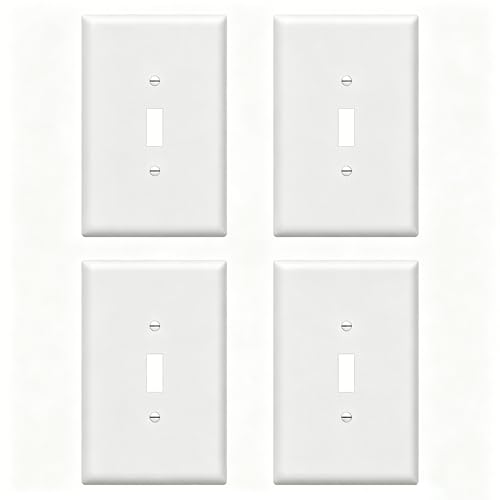 Image of ZEFTV Over-Size Toggle Light Switch Wall Plates 1-Gang 5.5 inch x 3.5 inch Switch Electrical Cover Plate Unbreakable Thermoplastic Faceplate, White (4 Pack)
