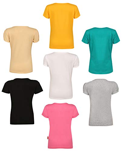 Image of SINI MINI Sinimini Girls Half Sleeve Cotton Round Neck Tshirt with bio wash (Pack of 7).