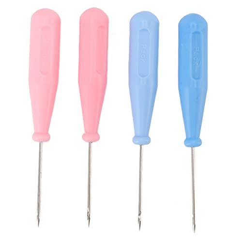 4 PCS Awl Tool, Leather Craft Awl Leather Stitching Sewing Awl with Plastic Handle Beading Awl Repair Tool DIY Handmade Craft Repair Tools