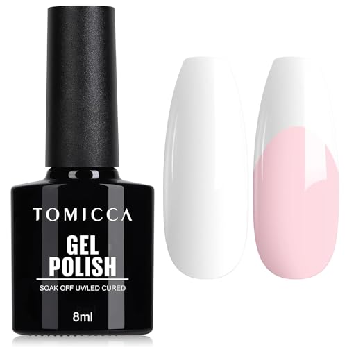 TOMICCA Gel Nail Polish White Color Gel Polish Soak Off UV LED Gel Varnish Nail Art Manicure Salon DIY for Professional Salon & Home 8ml
