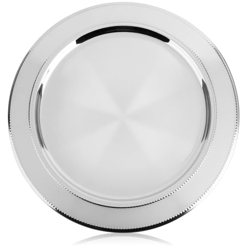 com-four® Servierplatte - Dekoteller aus Edelstahl Ø 33 cm - rundes Tablett zum Servieren und Dekorieren - elegant verziertes Serviergeschirr (33cm - Teller Edelstahl - 1 Stück) com-four® Servierplatte - Dekoteller aus Edelstahl Ø 33 cm - rundes Tablett zum Servieren und Dekorieren - elegant verziertes Serviergeschirr (33cm - Teller Edelstahl - 1 Stück)