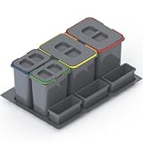 REJS Sistema De Reciclaje De Cocina Para Armario De 80 Cm 4 Compartimentos 72,5x49x30 Cm (2x 15L + 2x 7L) Con Tapa Empotrado
