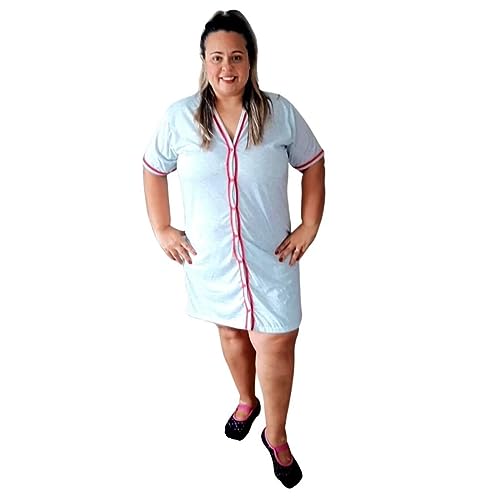 Kit 3 Camisolas Plus Size Leve Feminina Aberta Botões Conforto (Variadas, G3)