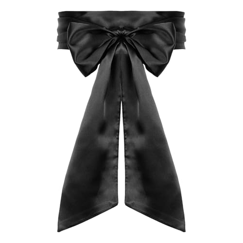BinXiaoQin Satin Breiter Gürtel Damen Für Kleid,Satin Gürtel Stoffgürtel Damen,Hochzeit Taillengürtel für kleid,Seidentuch Haargürtel Satinband,gürtel mit Schleife 244cm Lang 9.5 cm Breit (schwarz)