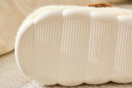 Women's Knitted Bowknot Plush Slippers Indoor Non - slip PVC Sole Soft Cotton Lining Home Slippers2