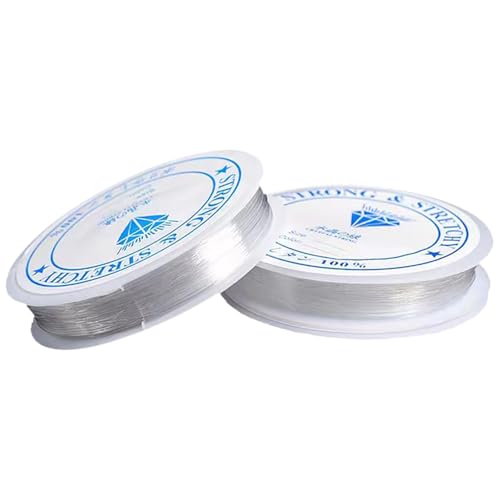 Lot de 2 bandes élastiques pour bracelets, cordon en nylon 0,4 mm x 24 m, fil élastique rond...