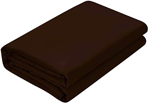 Image of Double Size Bed Sheet - 600 Thread Count Single Flat Sheet Only - Long Staple Egyptian Cotton Top Sheet Wrinkle & Fade Resistant - Chocolate
