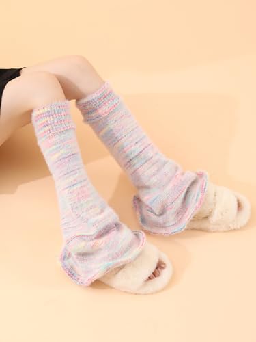 Image of WODECASA Girls Kawaii Leg Warmers Knitted Flared Leg Sleeves Goth Crochet Baggy Cuff Ankle Heap Socks