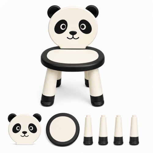 Image of Kids Plastic Chair for Toddlers 1-5 Years | Cute Panda Design Baby Chair | Lightweight Children's Stool with High Backrest | Stable Non-Slip Base | Indoor Outdoor Study, Playroom & Bedroom Seating