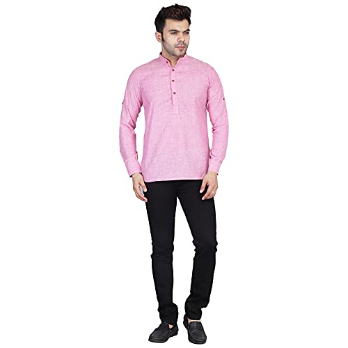 Image of TAHVO Men's Casual Cotton Kurta Shirt, Short Kurta