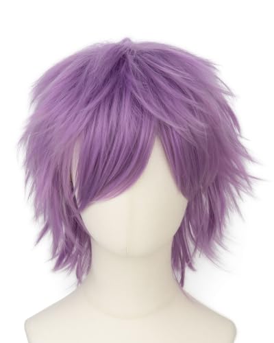 Image of Rose bud Light Purple Anime Wig Cosplay Layered Wigs with Bangs for Women Men
