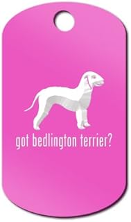 Got Bedlington Terrier Engraved Keychain/GI Tag Mister Petlife rothbury Hot Pink