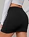 SOLY HUX Women's Mini Skirt Skorts Y2k Split Zipper Side Stretchy Pencil Bodycon Skirts with Shorts Underneath Plain Black Small