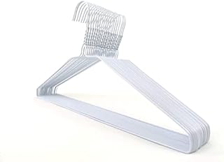 DODIN HOME 20 White Wire Hangers Space Saving Metal Coat Hanger Suit Hangers with Trouser Bar Clothes T-Shirt Dress (White, 20)