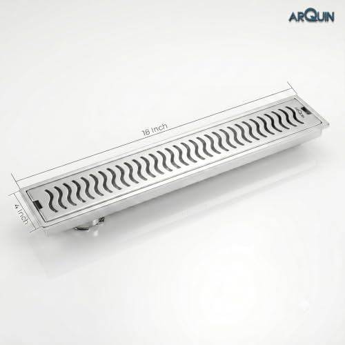 Image of ARQUIN Floor Drainer 24x4 Inch Shower Drain Channel 304 Grade Stainless Steel Bathroom Floor Drainer Water Drain Channel for Bathroom with Cockroach Trap (1mm Thickness)