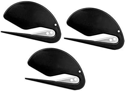 3 Pack Letter Openers Envelope Slitters, Plastic Mail Opener with Blade Paper Knife, Pure Black
