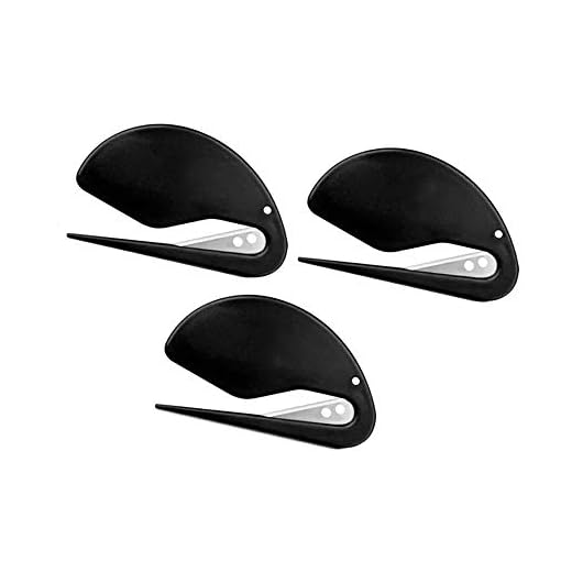 3 Pack Letter Openers Envelope Slitters, Plastic Mail Opener with Blade Paper Knife, Pure Black