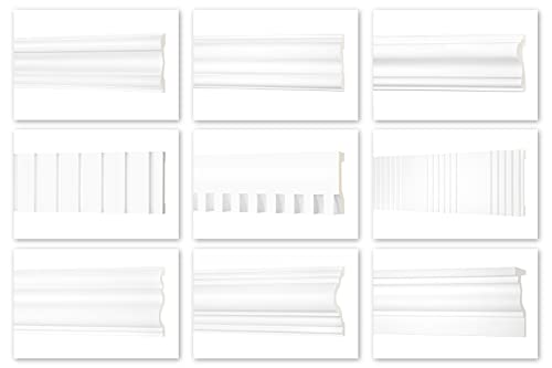 2 Meter Flachleiste 110x57mm - Stuckprofil aus PU glatt, weiß, stoßfest - AD380 Hexim Perfect Serie 2 - Flachprofil Dekorleiste Wandleiste Zierprofile Cover