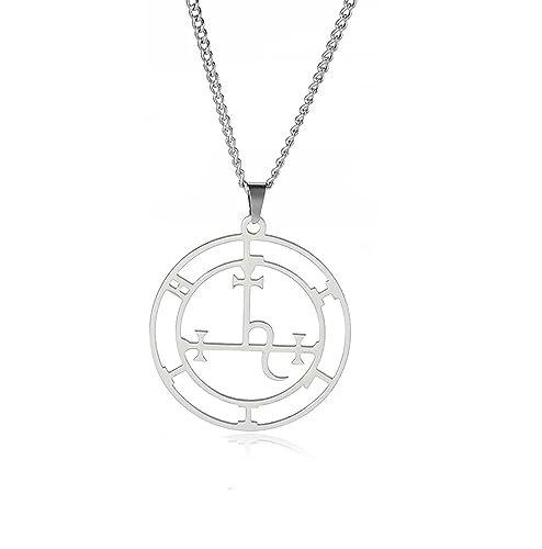 UNIFT Collar con colgante de sigilo de Lilith para mujer, de acero inoxidable, mitología pagana, diosa, sigilo de Lilith, joyería de brujería, 34.7mm x 38mm, Acero inoxidable, No es una piedra