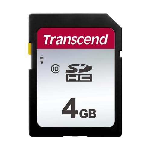 Transcend Tarjeta de Memoria SDXC de Alta Velocidad 4GB (para Cámaras Digitales; Fotos y Videos; Radio de Coche) Clase 10, UHS-I U3, Clase de Velocidad de Video V30 para 4K Ultra HD - TS4GSDC300S