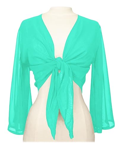 Image of Indian Trendy Women's Flair Wrap Tie Top Chiffon Choli Blouse Belly Dance Gypsy Bolero Shrugs Cardigan
