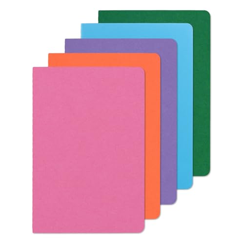 Thboxes 5Pcs A5 Lined Notebooks, 60 Pages(30 Sheets) Each Soft Cover Lined Notepad Multipack Notebook for Students Travelers Making Plans, Writing Memos (5 Mixed Color)