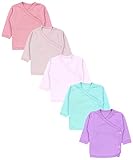 TupTam Baby Mädchen Langarm Wickelshirt Baumwolle 5er Set, Farbe: Lila Rosa Puderrosa Altrosa Mintgrün, Größe: 62