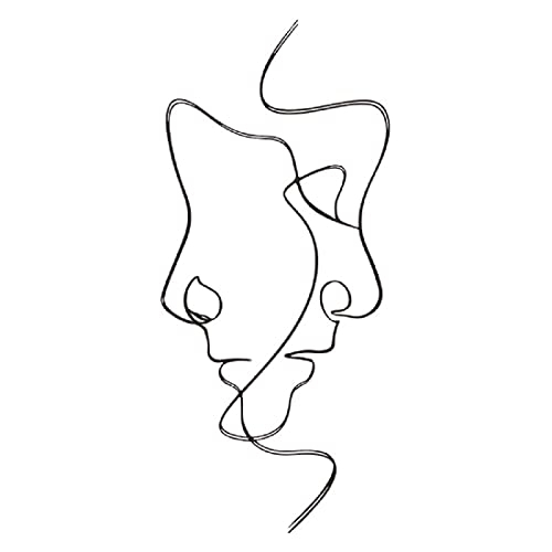 Minimalist Couple Face Line Art Wall Decals Aesthetic Black And White Women And Man Abstract Art Person Sticker For Bedroom Living Room Apartment Store Decor #TOP1