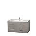 Wyndham Collection Centra 42" Single Bathroom Vanity in Grey Oak, White Man-Made Stone Countertop, Undermount Square Sink & No Mirror