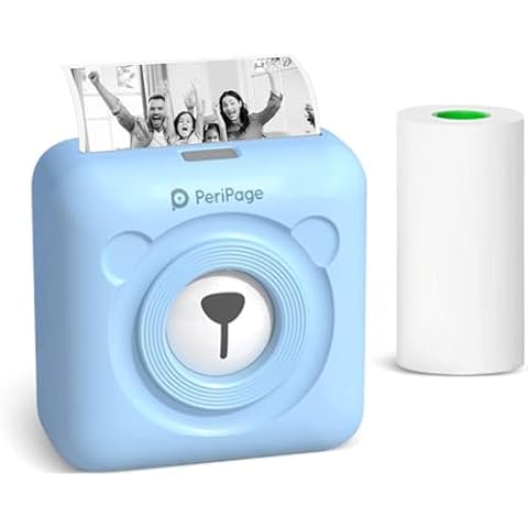 Buyounger Mini Printer, Mini Sticker Printer for iPhone Android Phone, Pocket Printer for Photo Picture Home Office Label Notes QR Code (Blue) Cover