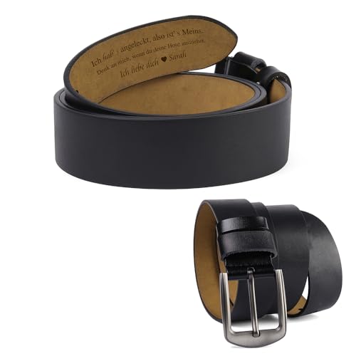 Presentimental Personalisierter Herren Gürtel aus Leder mit Gravur Verstellbarer Ledergürtel 120/130cm mit Name Geschenk für Freund Mann Ehemann Vater vatertag Geburtstag Weihnachten (Style 2)