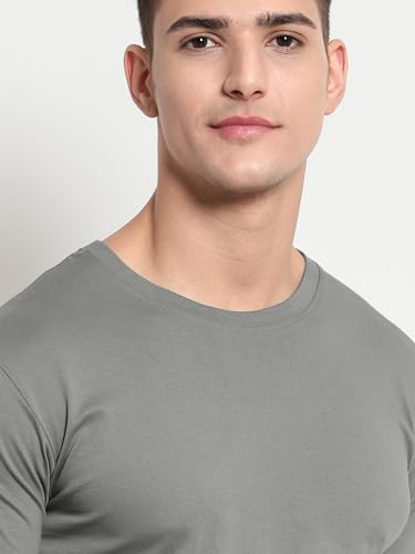 Image of BEYOUNG Cotton Regular Fit Plain T-Shirt for Men | Flexible Round Neck | Casual T-Shirt | Solid T-Shirt | Half-Sleeves | Stylish T-Shirt