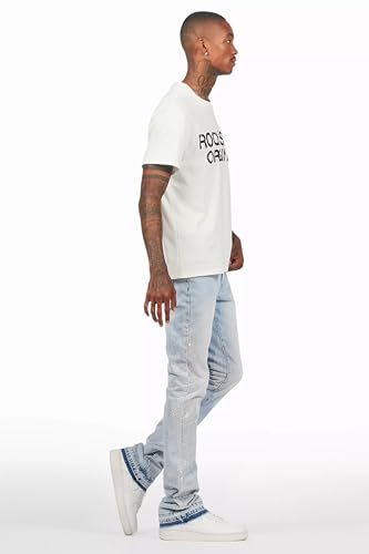 Men's Jian Rhinestone Stacked Flare Jean3