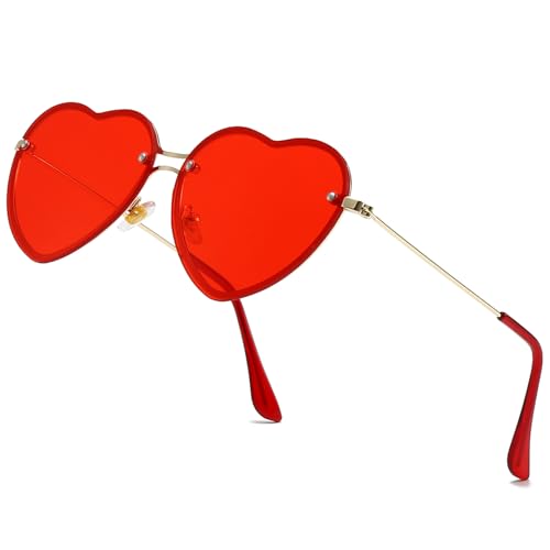 Breaksun B63A Rimless Heart Sunglasses For Women Girls Trendy Heart Shaped Glasses Cute Love Sun Glasses Fashion Lovely Style  cover
