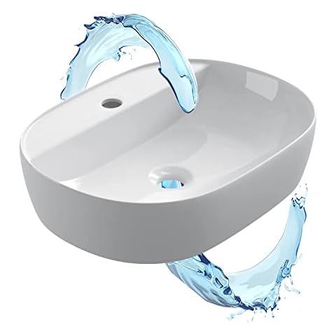 Lavabo sobre encimera redondo blanco con agujero para grifo de STARBATH PLUS Cover