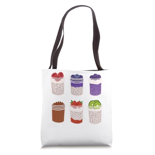 Chia Pudding Jars Meal, Prep Healthy Vegan Breakfast Food Tote Bag