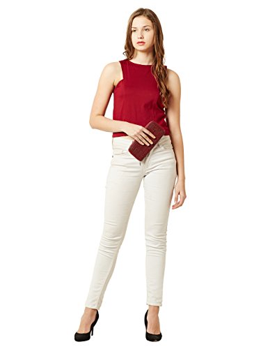 Image of Miss Chase Women's Maroon Sleeveless Crop Top