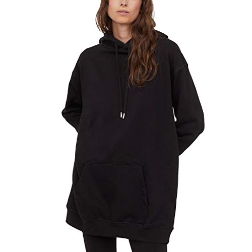 Larga Sudaderas con Capucha Mujer Casual Anchas Holgadas Negro Blanco Jersey Hoodie Pullover Oversize Talla Grande