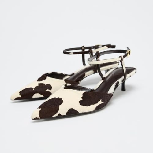 keleimusi Suede Kitten Heels for Women Pointy Toe Ankle Strap Heeled Sandals Backless Slip On Fashion Slingback Pumps Wedding Dress Party Shoe2