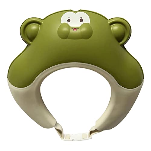 Surakey Baby Hair Washing Baby Shower Cap Adjustable Tiger Crown Guard Bath Shield Visor Hat Eyes Ears Head Protection Waterproof Bath Shampoo Cap for Kids Toddler (Green)
