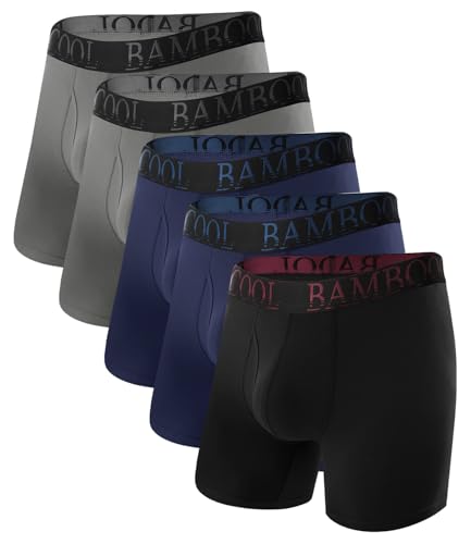 Image of BAMBOO COOL Men's Ultra ComfortSoft Underwear, Moisture Wicking & Breathable No Ride Up Boxer Briefs with Fly, Multipack