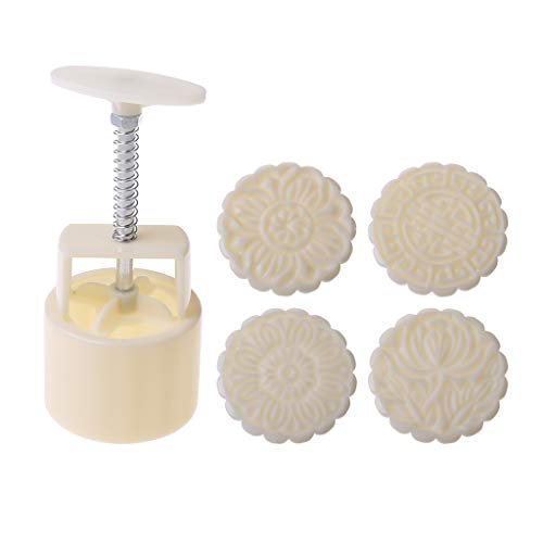 100g Mooncake Mold 4 Flowers Stamps Round Hand Press Moon Cake Pastry Mould DIY Bakware Mooncake Mold 125g Square