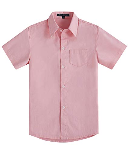 Spring & Gege Chemise Couleur Garçon Unie Uniforme Scolaire Classique de Coton pour Enfant Rose 3-4 Ans