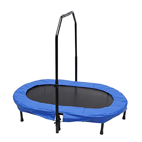 Trampolín con altura regulable, asidero, cama elástica infantil, plegable, para jardín, fitness, cama elástica pequeña para adultos y niños, para entrenamiento cardiovascular, soporta 100 kg Cover