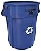Rubbermaid Commercial Products BRUTE Heavy-Duty Round Trash/Garbage Can with Venting Channels - 44 Gallon - Blue Recycling (Pack of 1)