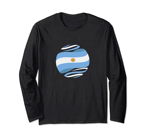 Flag Argentina Long Sleeve T-Shirt, Black