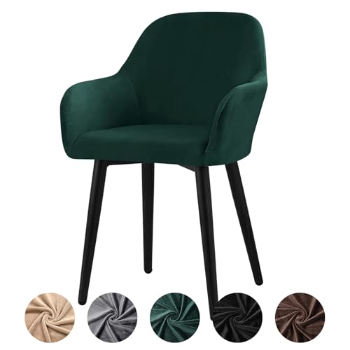 Alishomtll Stretch Samt Stuhlhussen 1er Set Universal Sesselbezug Stuhlbezug mit Armlehnen Abnehmbare Waschbar Esszimmerstühle Bezug für Küche Esszimmer Bankett Hochzeit Party (Grün, 1 Stück)