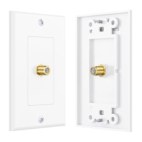 Cable Matters 2-Pack 1-Port TV Cable Wall Plate (Coax Wall Plate) in White