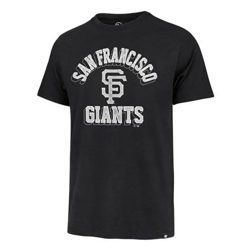 47 Brand MLB Men's Unmatched Franklin Team Color Arched Wordmark Primary Logo Short Sleeve Baseball Fashion T-Shirt - San Francisco Giants- Black - X-Large