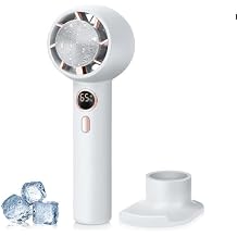 ELZO Portable Ac Fan With Ice Cooling 5000mAh, 2 in 1 Hand Fan, Pocket Mini Desk Fan USB Rechargeable for Home Office Travel Outdoor, Gifts for Women White